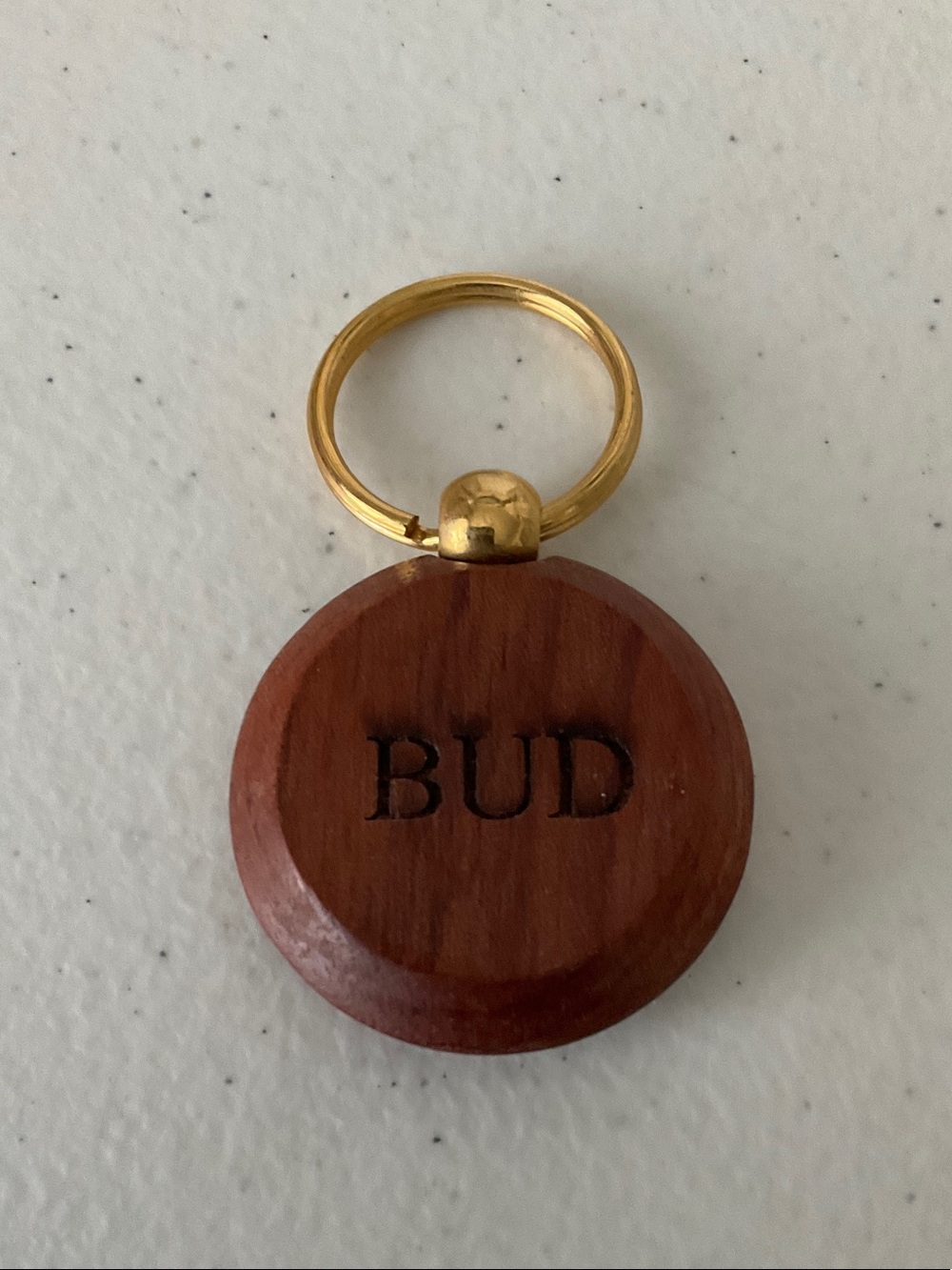 Wooden Keychain with Gold Ring - Brown